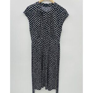 Tahari ASL Womens Size 8 Printed Short Sleeve Jersey Knit A-Line Midi Dress